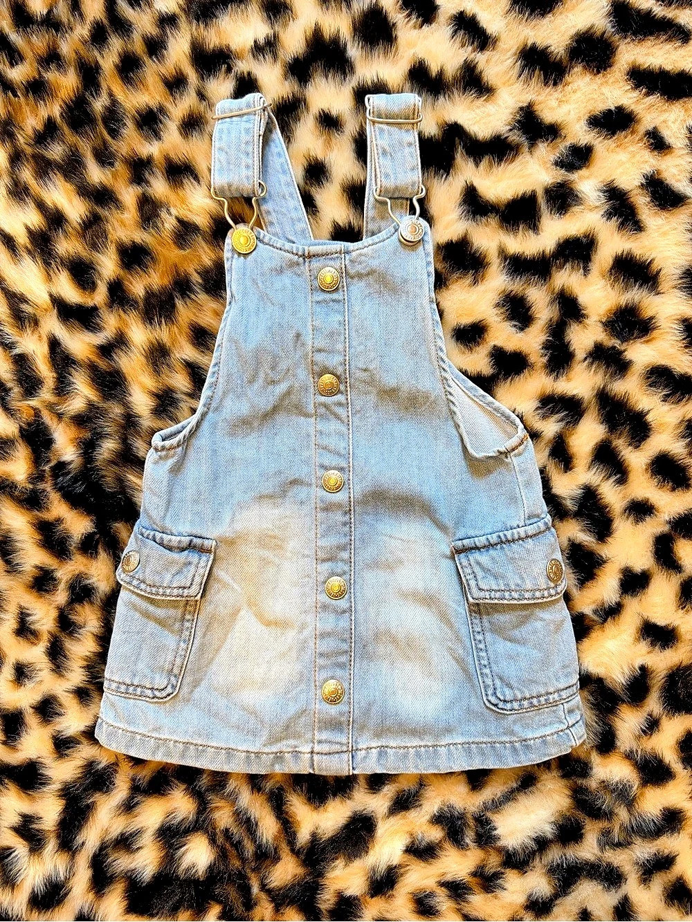 Levi's Cargo Pocket Skirtall Denim Overall Dress Blue 2T